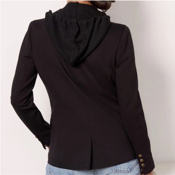 Evereve Blazer Black Removable Striped Insert With Hood Woman's M - Picture 3 of 12